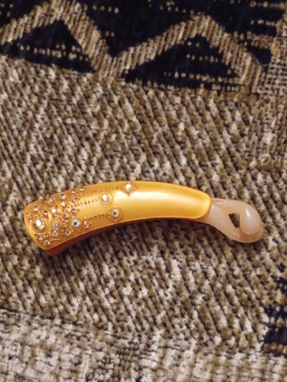 4/$30 Embellished Golden Yellow Rhinestone Mini Banana Clip - Hair Accessory